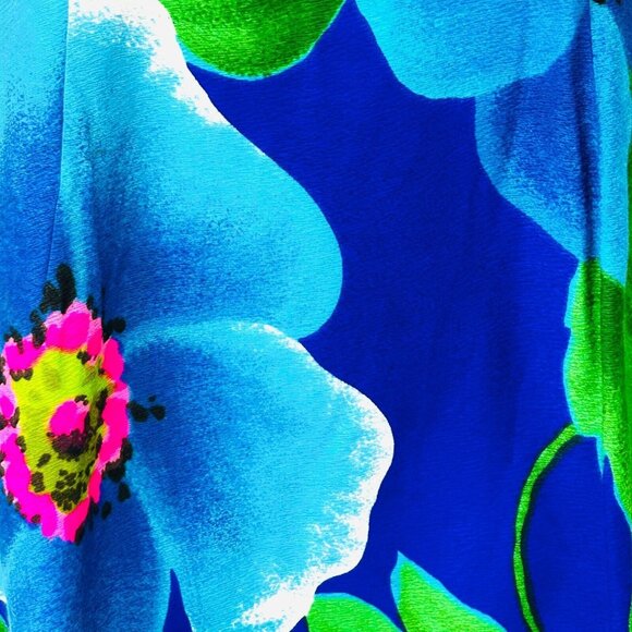 Vintage Andrade Resort Shops Floral Print Dress Size 6 Blue Ruffle Sleeveless - Picture 5 of 10